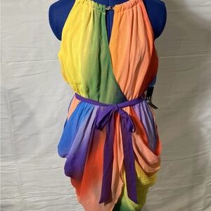 New York & Company Yellow, Green & Blue Ombre Dress